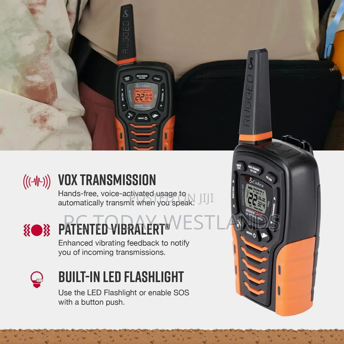 Cobra ACXT645 Waterproof Walkie Talkies Long Range 35-mile