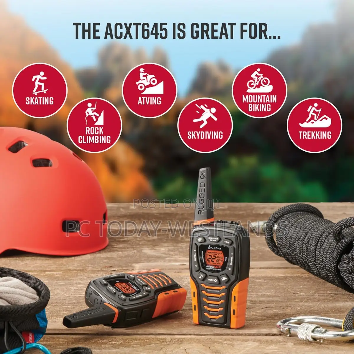 Cobra ACXT645 Waterproof Walkie Talkies Long Range 35-mile