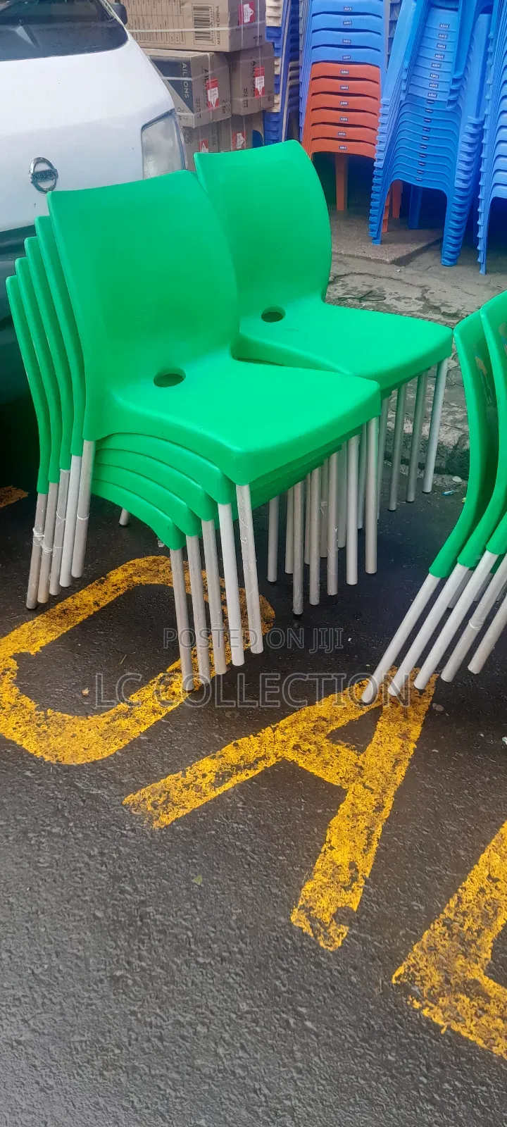 New Plastic Chairs With Metal Tubing Legs