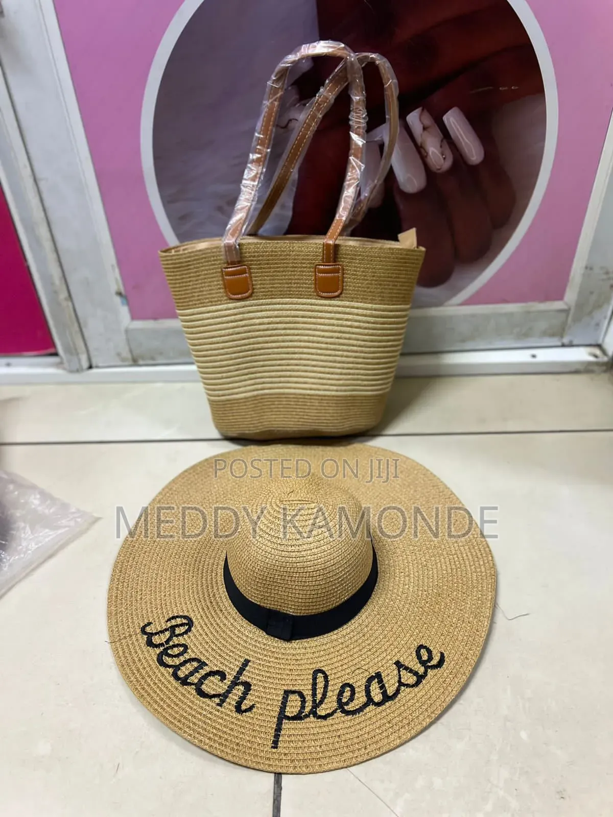 Beach Hat+Wooven Handbag
