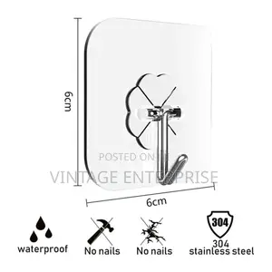 10pcs Transparent Stainless Steel Strong Self Adhesive Hooks