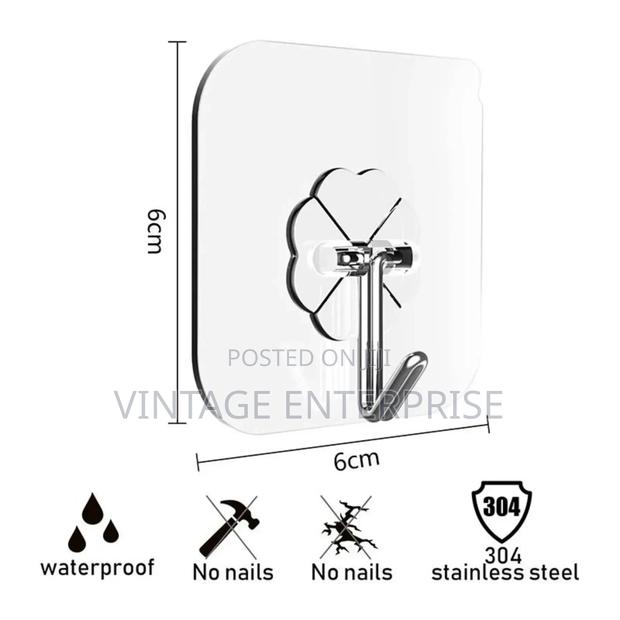 10pcs Transparent Stainless Steel Strong Self Adhesive Hooks