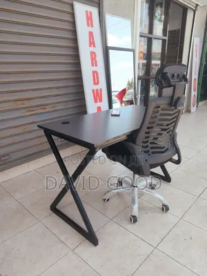 Metallic Table and Office Chair