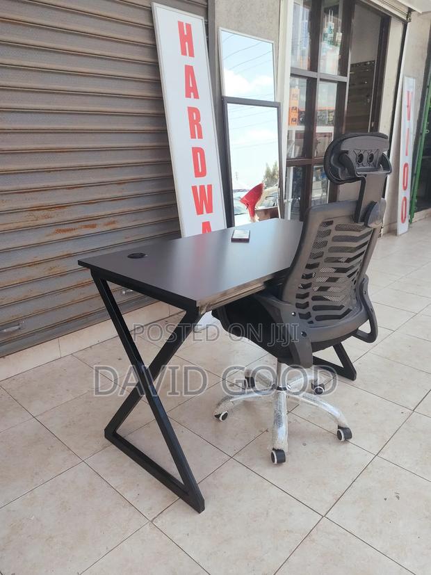 Metallic Table and Office Chair