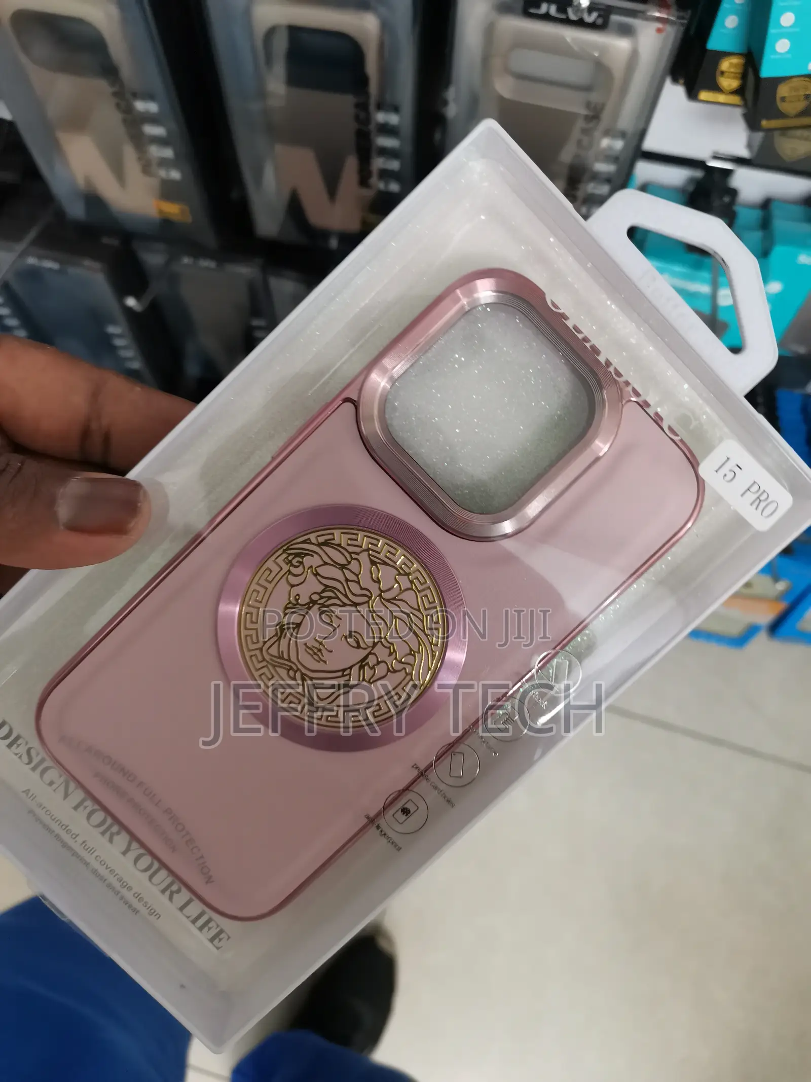 Versace Back Case for iPhone 15 Pro -Pink
