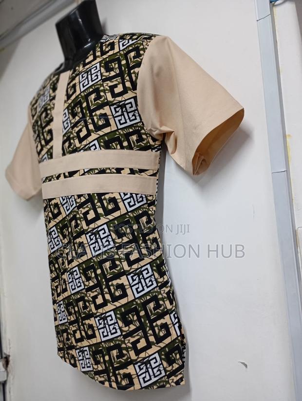 African Beige Ankara Shirt