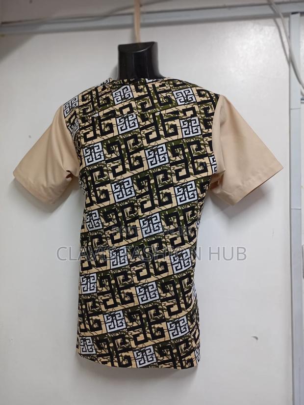 African Beige Ankara Shirt - thumbnail 2