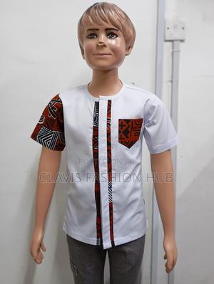 Boys White Shirt With Kitenge Print - main view