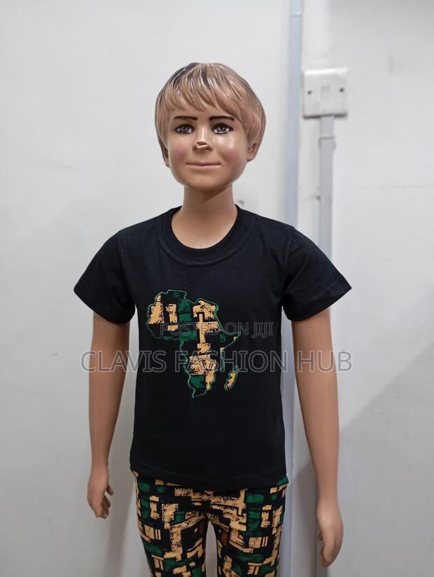 Kids Black Tshirt and Kitenge Short - thumbnail 3