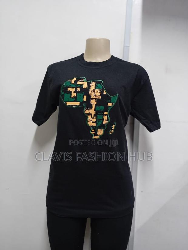 Unisex Cotton Tshirts With African Map Deco - main view