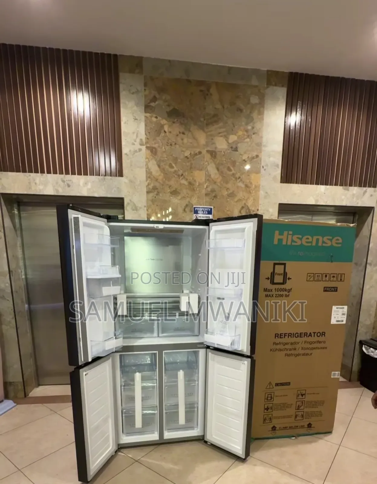 Hisense 454 Liters 4 French Door Fridge With Water Dispenser