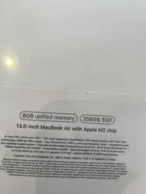 New Laptop Apple MacBook Air 8GB Apple M2 SSD 256GB