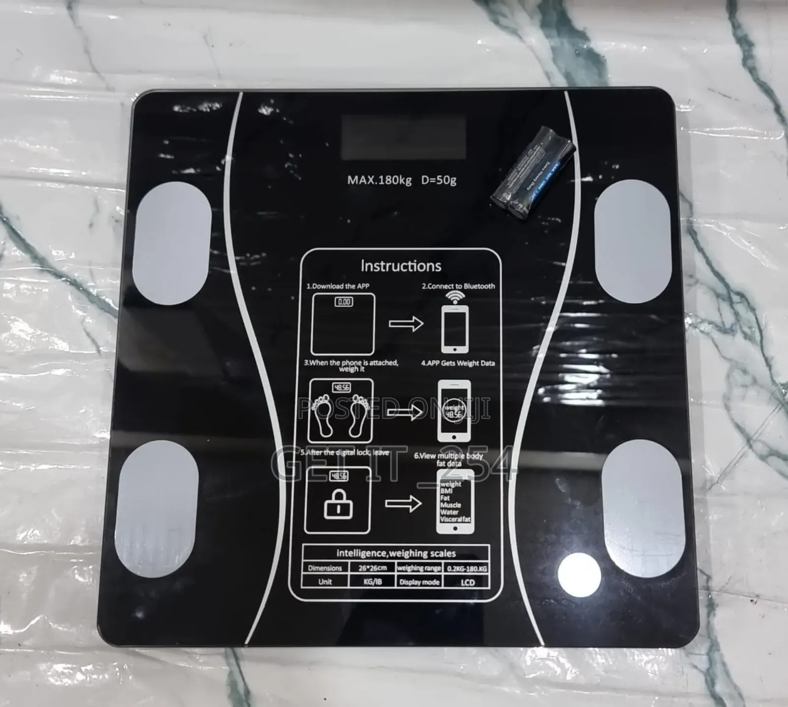 *0.2 to 180kg Smart Digital Bluetooth Weighing Scale