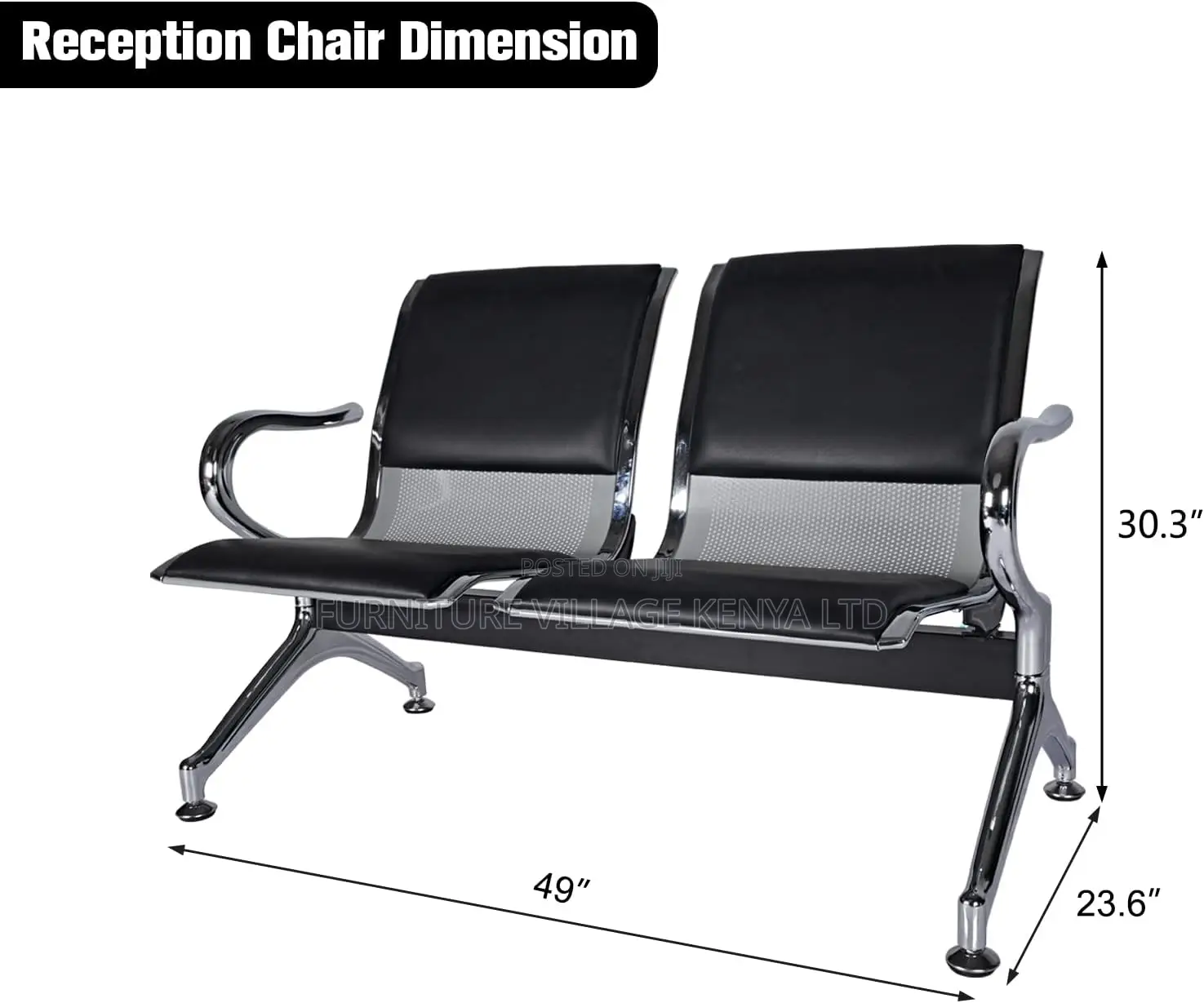 2 Seat Reception Chairs; Two Link Office Padded Bench