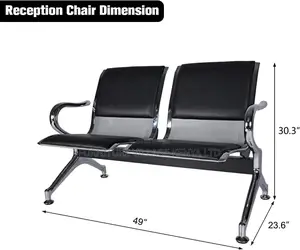 2 Seat Reception Chairs; Two Link Office Padded Bench