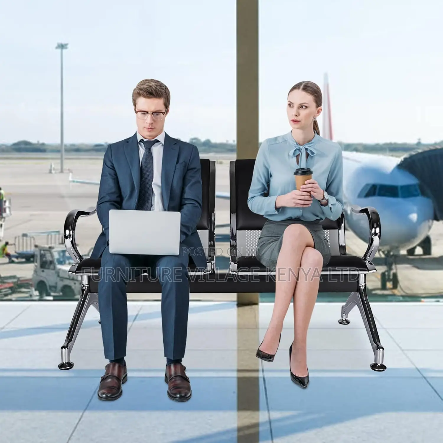 2 Seat Reception Chairs; Two Link Office Padded Bench