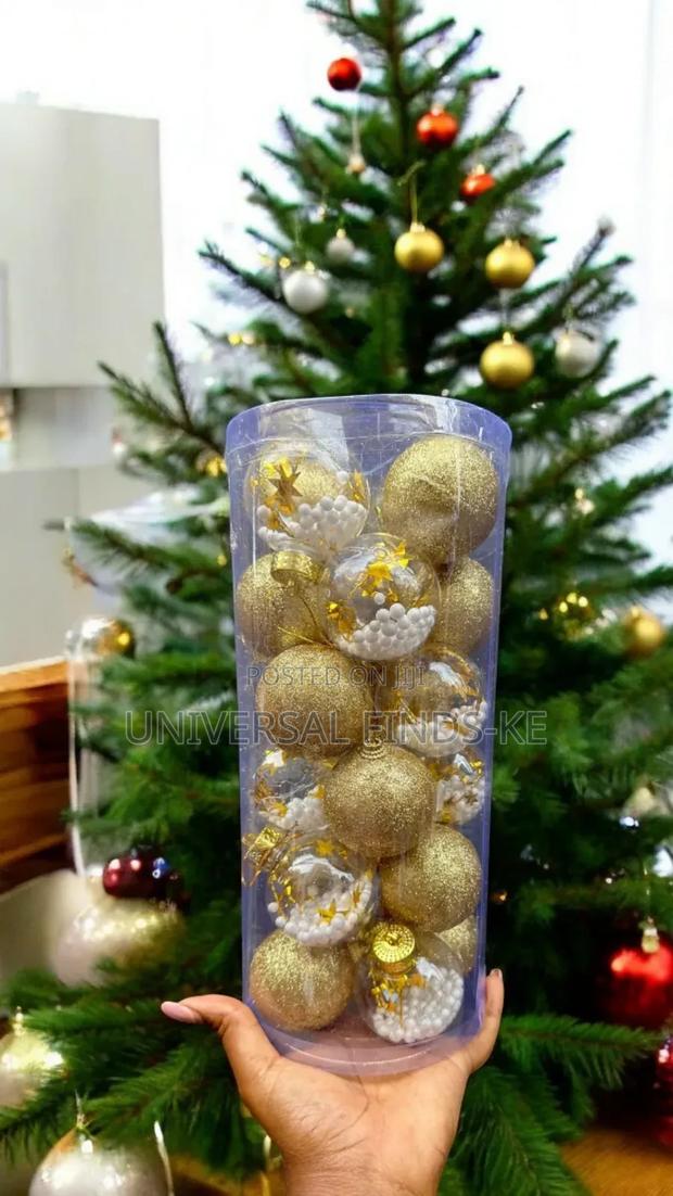 24pcs Christmas Balls With White Pebbles - main view