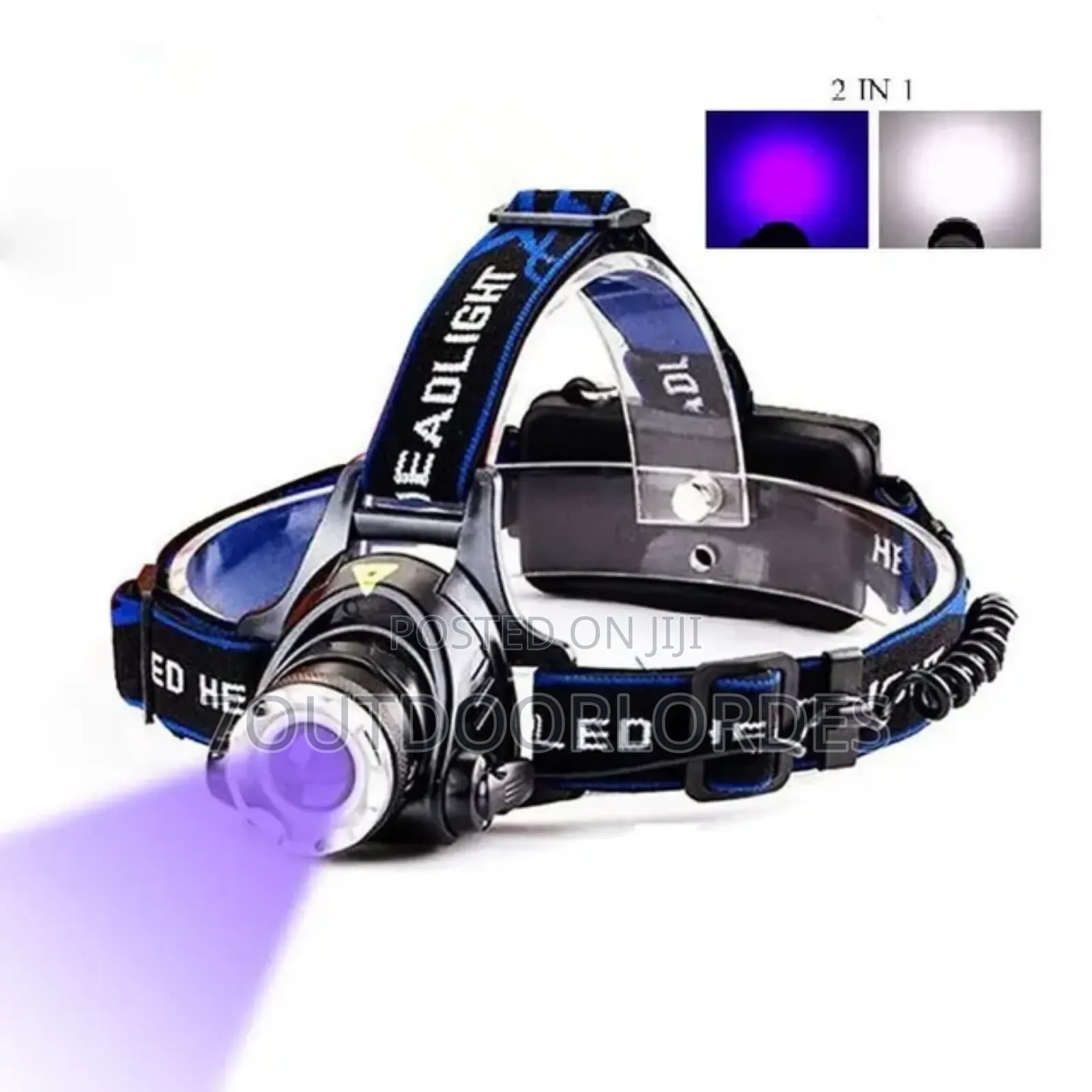 Waterproof Rechargeable White UV Headlamp