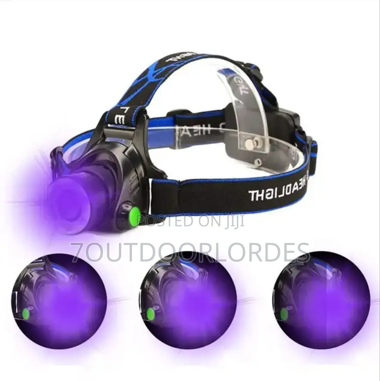 Waterproof Rechargeable White UV Headlamp