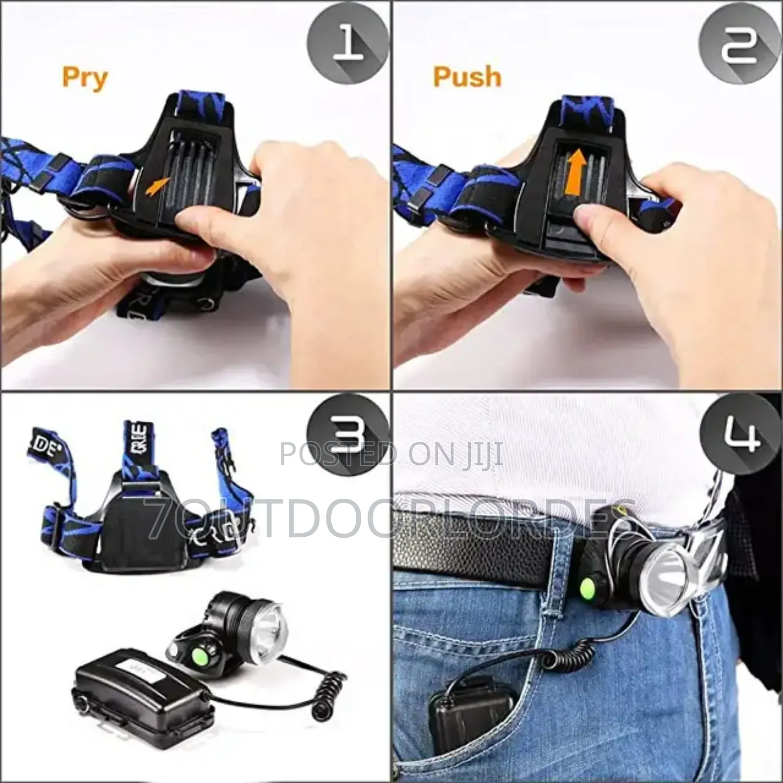 Waterproof Rechargeable White UV Headlamp