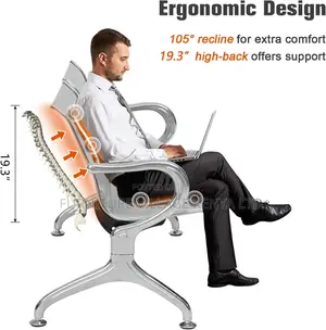 2-Seater Metallic Office Reception Bench