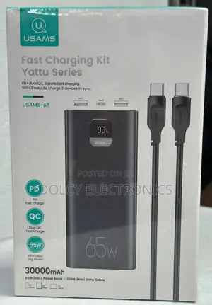 Usams 30000mah 65w Pd Fast Charging Laptop and Power Bank