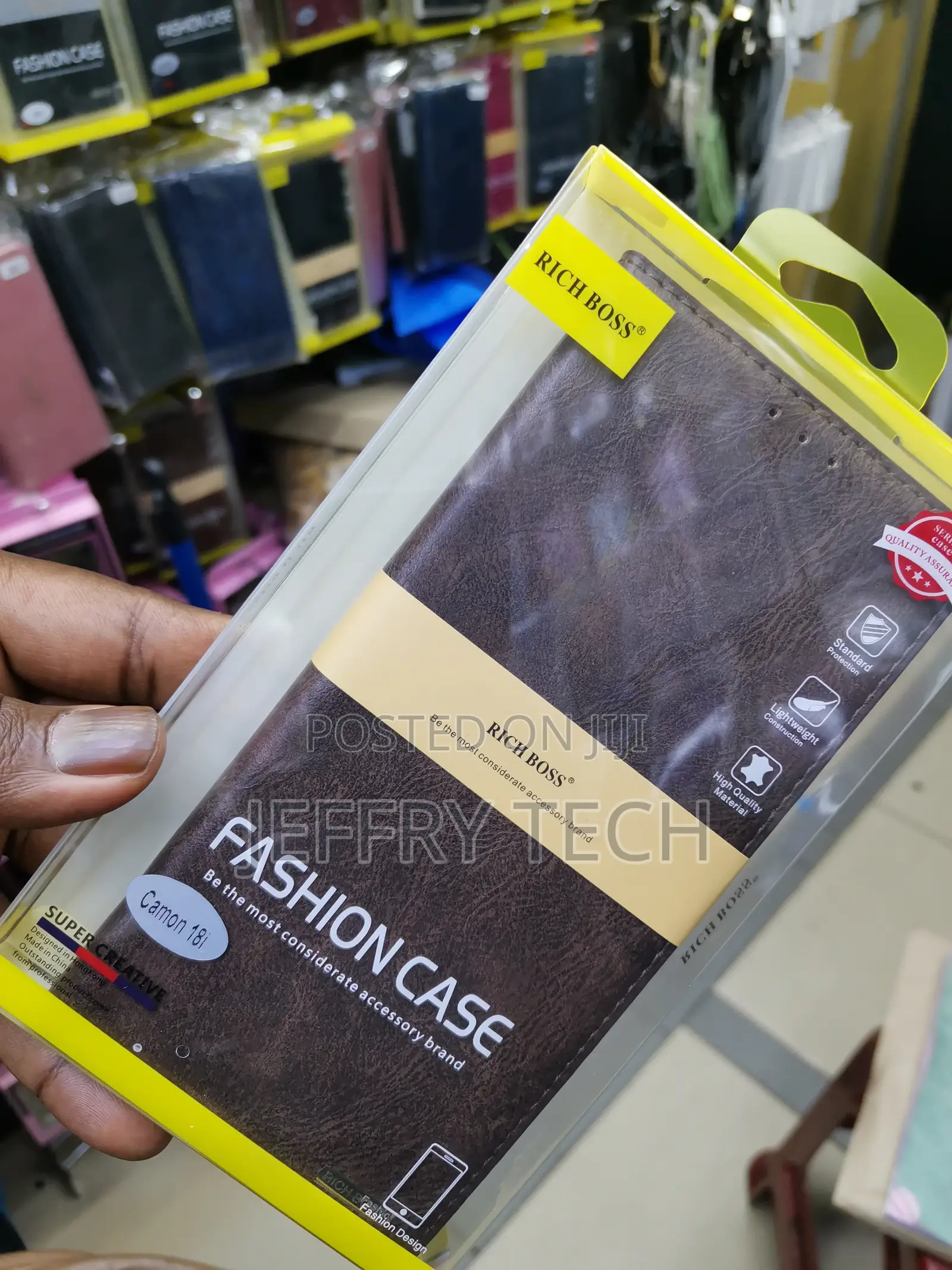 Universal Richboss Flip Cover for Tecno Cammon 18i -Brown