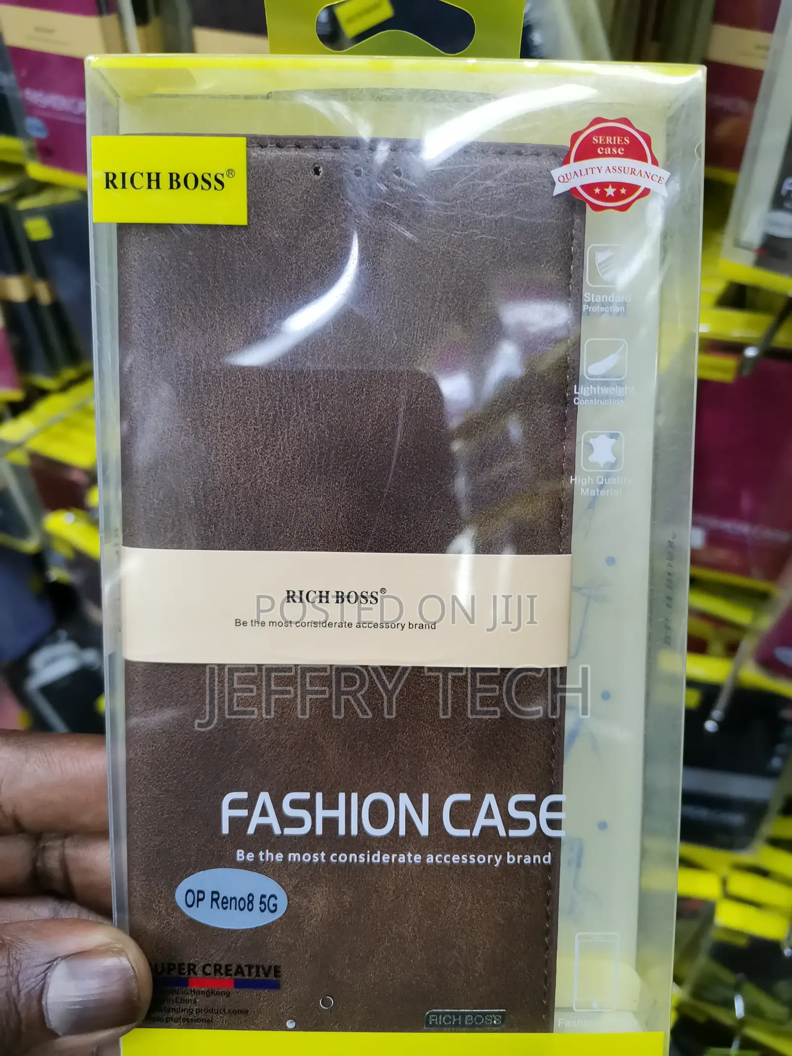 Universal Richboss Flip Cover for Oppo Reno8 5G -Brown