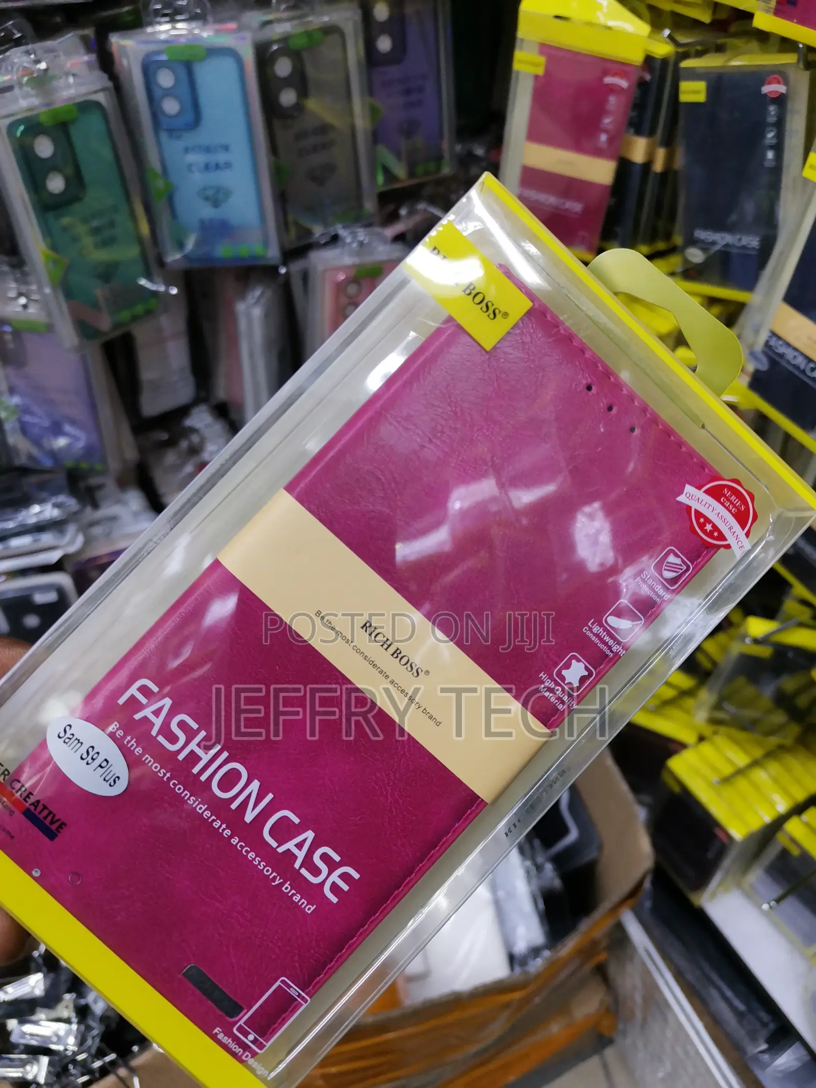 Universal Rich Boss Leather Flip Case for S9 Plus -Pink
