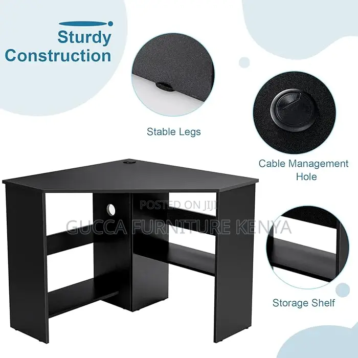 Clerical Desking: Black Home Office PC/Laptop Corner Desk