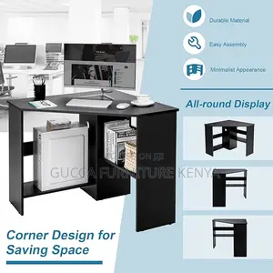 Clerical Desking: Black Home Office PC/Laptop Corner Desk