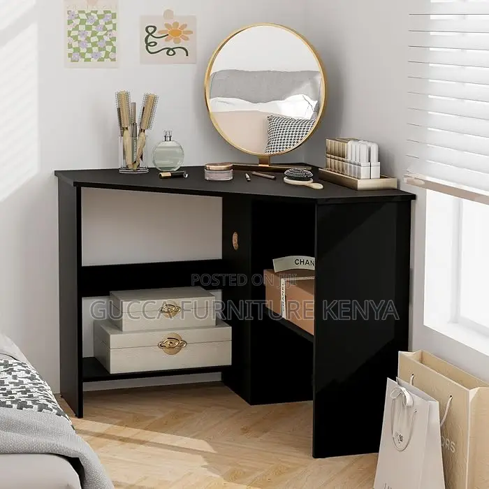 Clerical Desking: Black Home Office PC/Laptop Corner Desk