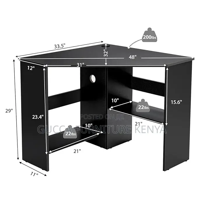 Clerical Desking: Black Home Office PC/Laptop Corner Desk