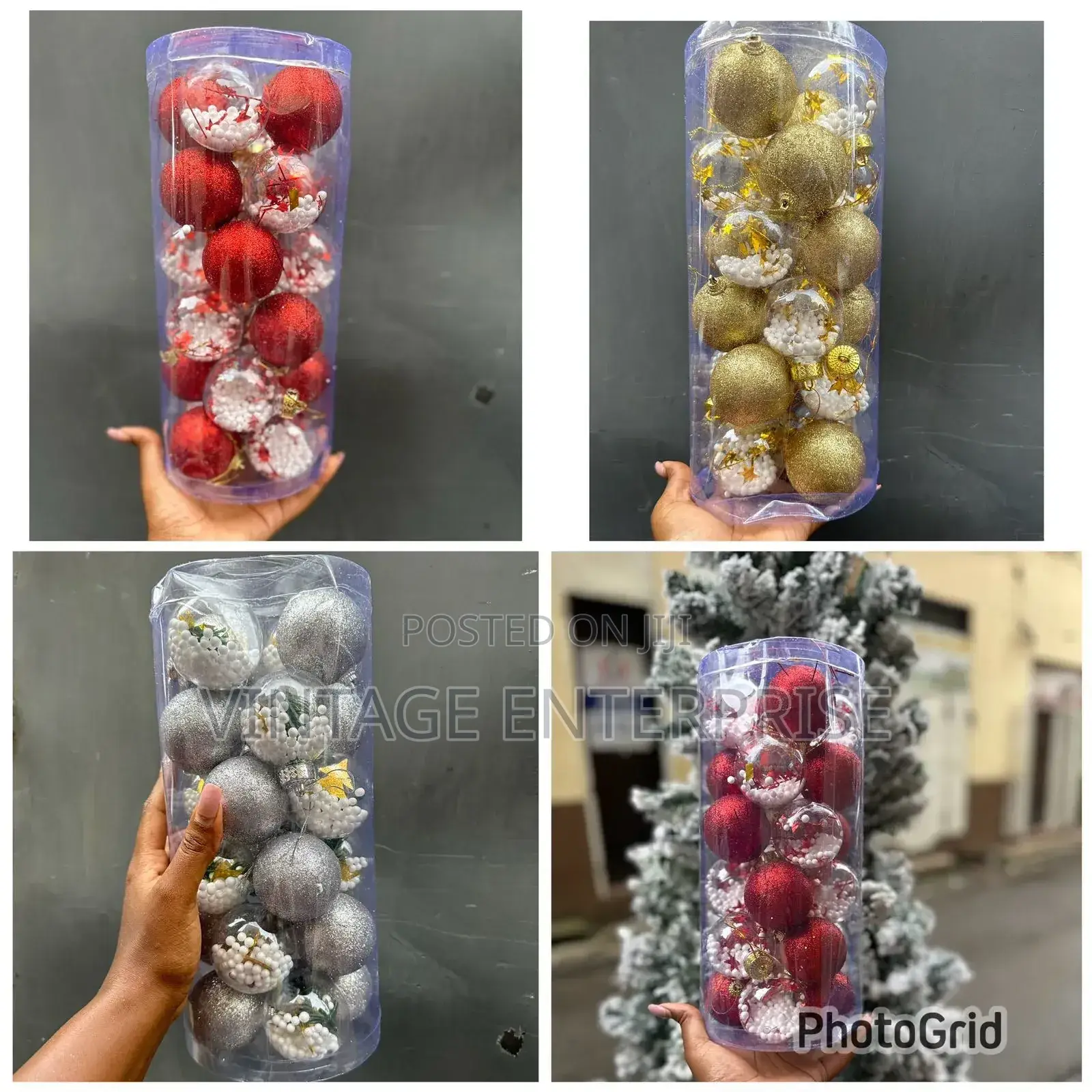 *24pcs Christmas Balls With White Pebbles*