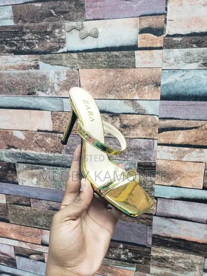 Gold Silver Strap Heels