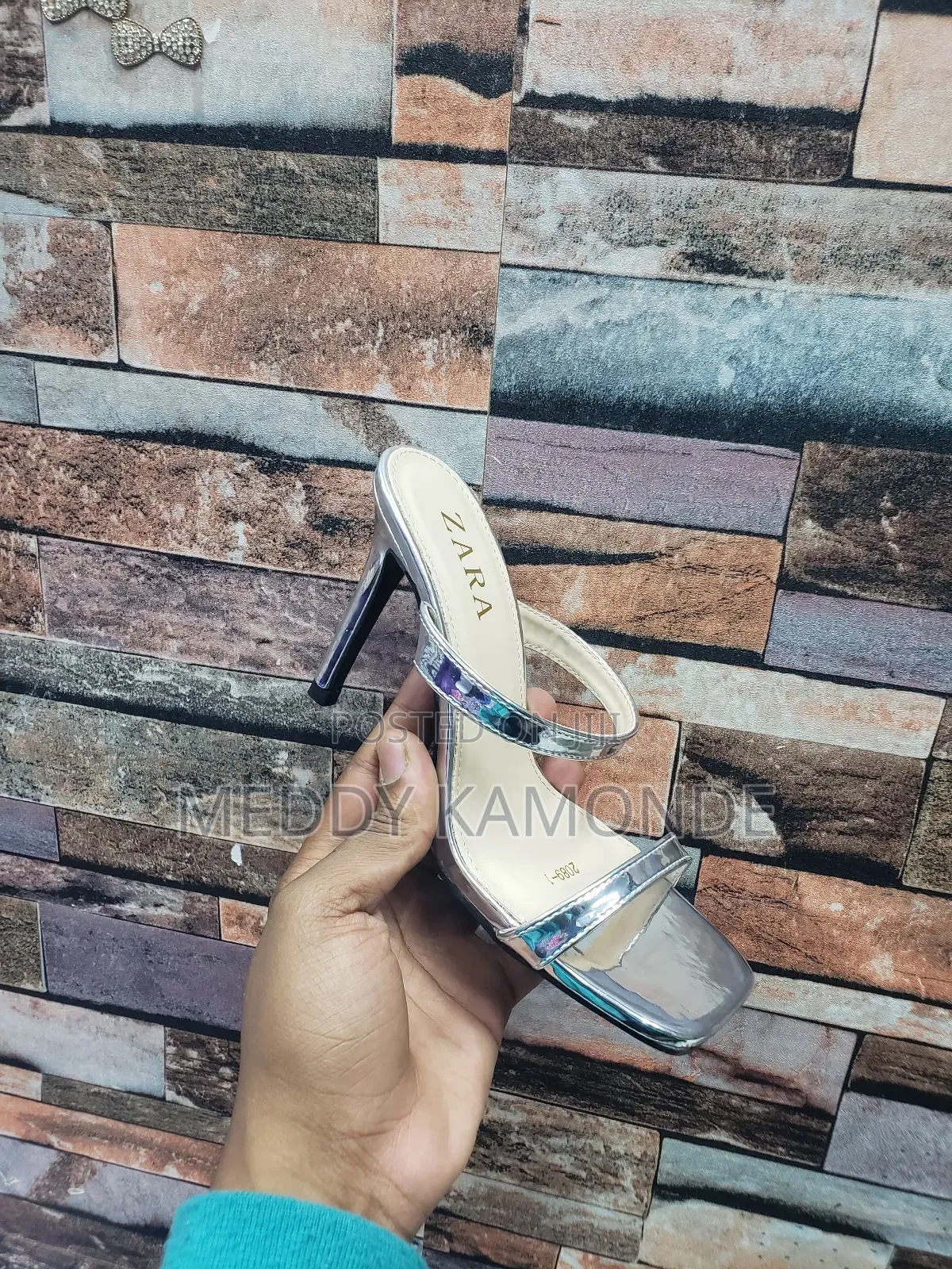 Gold Silver Strap Heels