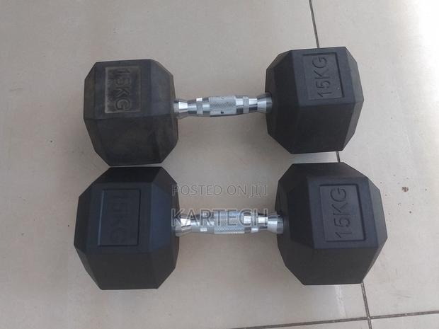 15kg Hexagonal Dumbbells Set Rubber Coated -Pair