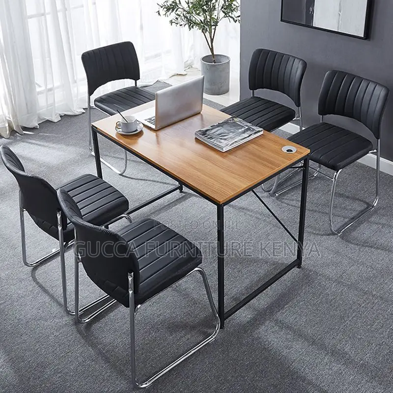Office Chairs: Black Leather Conference Room Seat