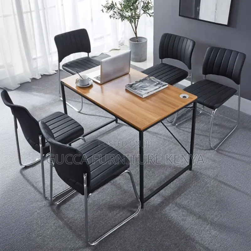 Office Chairs: Black Leather Conference Room Seat
