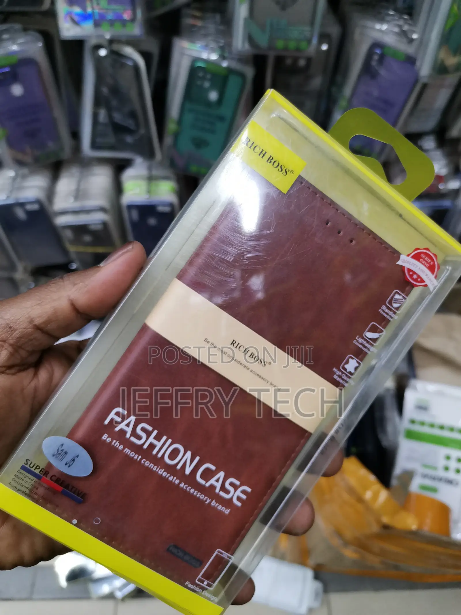 Universal Richboss Leather Flip Cover for Galaxy J6 -Brown