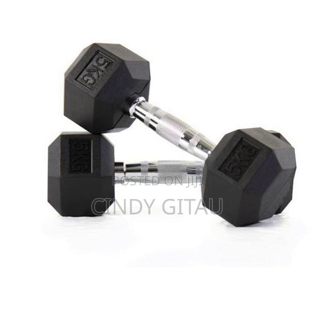 5kg Black Hexagonal Dumbbell Weight ( a PAIR)