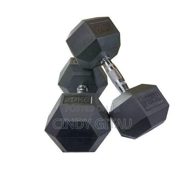20kg Pair Fixed(Hexagon Shaped) Rubber Dumbbells