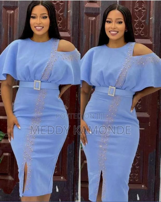 Sky Blue/Black Beaded Dress
