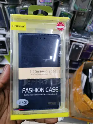 Universal Richboss Leather Cover for Samsung J1 ACE -Black
