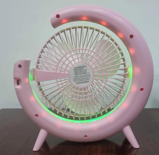 Pink Desktop Fan With Light - thumbnail 2