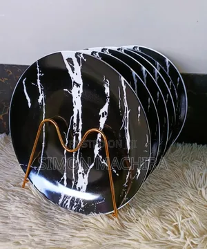 Black Ceramic Marble Dinner Plates