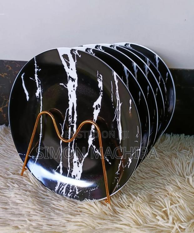Black Ceramic Marble Dinner Plates