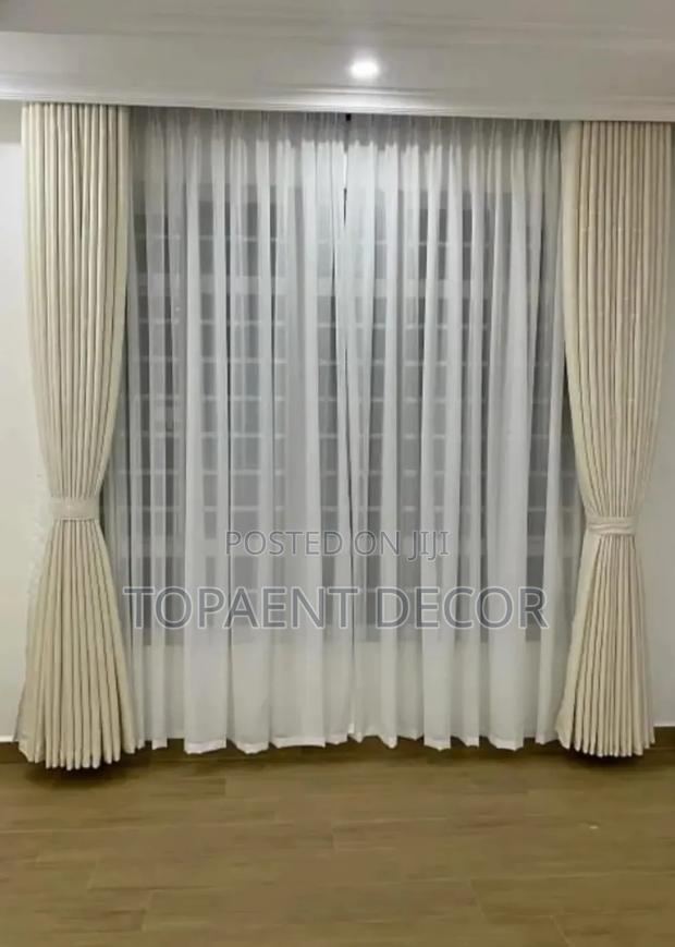 Cream White Window and Door Curtains and White Sheers