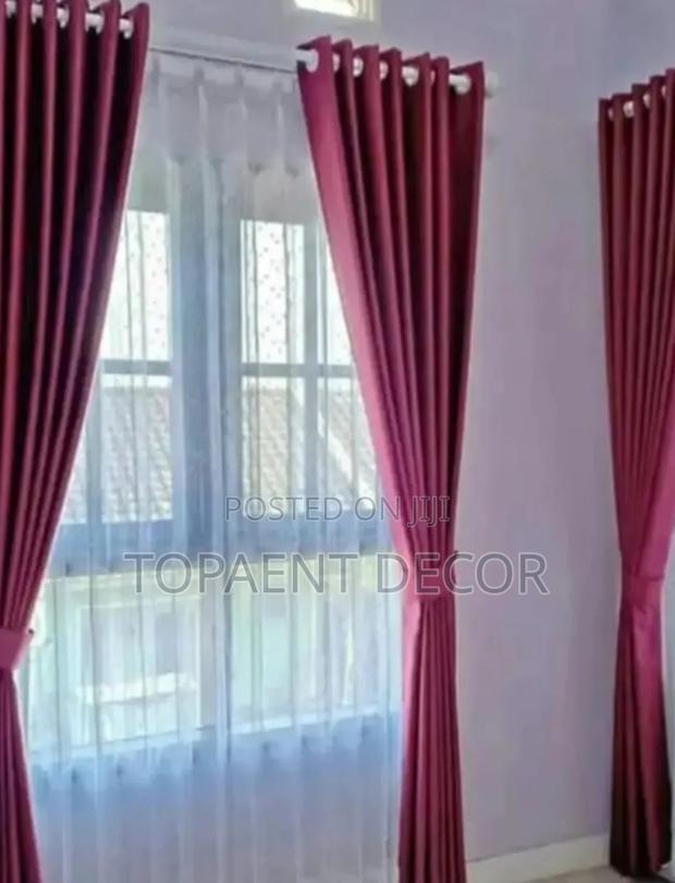 Pink Window Curtains and White Sheers - main view
