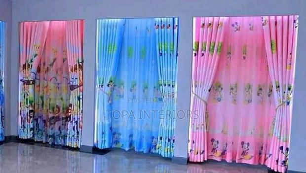 Children's Room Blue and Pink Themed Bedroom Cartoon Curtains